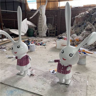 玻璃鋼戶(hù)外園林景觀兔子雕塑