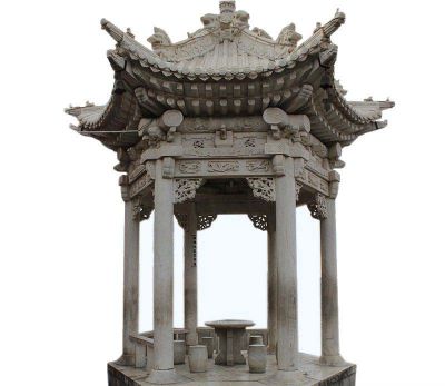 景區(qū)寺院戶(hù)外擺放花崗巖擺放六角涼亭